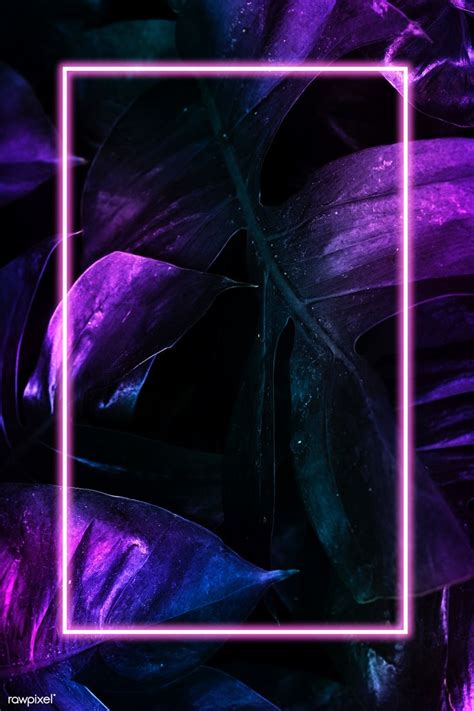 Neon Tropical Jungle Foliage Patterned Frame Premium Image By