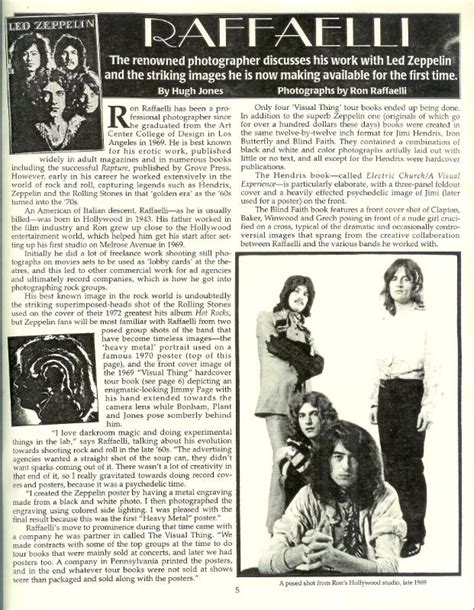 the led zeppelin ron raffaelli connection april may june 1999 collector s journal nsf