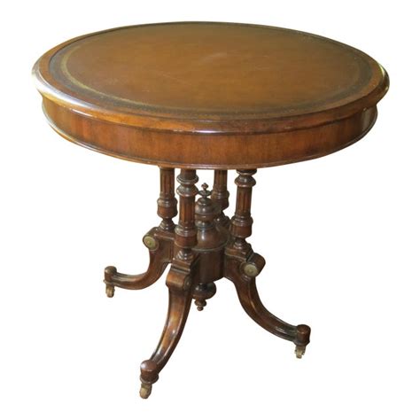 John Richard Furniture Leather Inlay And Wood Side Table Chairish