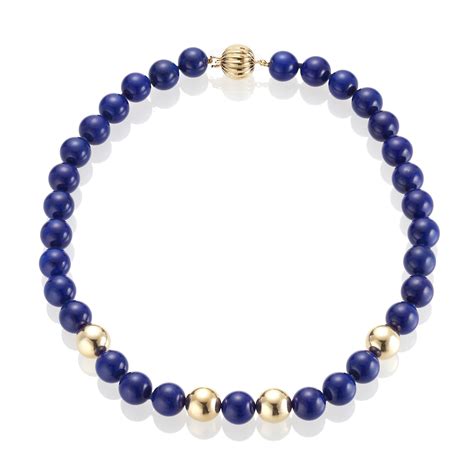 Large Lapis And Gold Bead Necklace Gumps