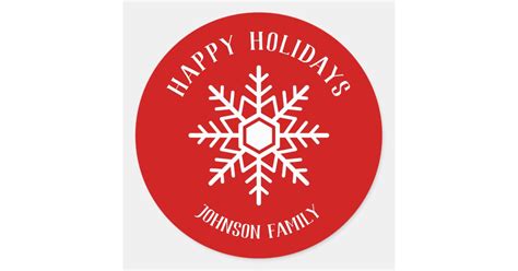 Happy Holidays Snowflake Classic Round Sticker Zazzle