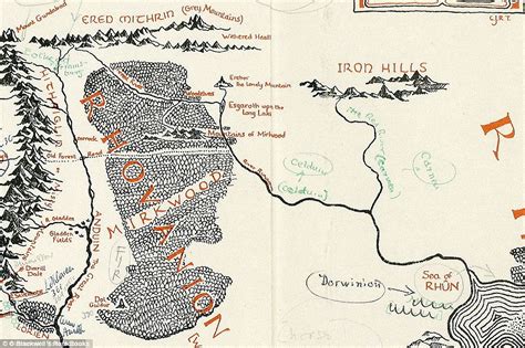 Map Of Middle Earth With J R R Tolkiens Handwritten Notes Sold For