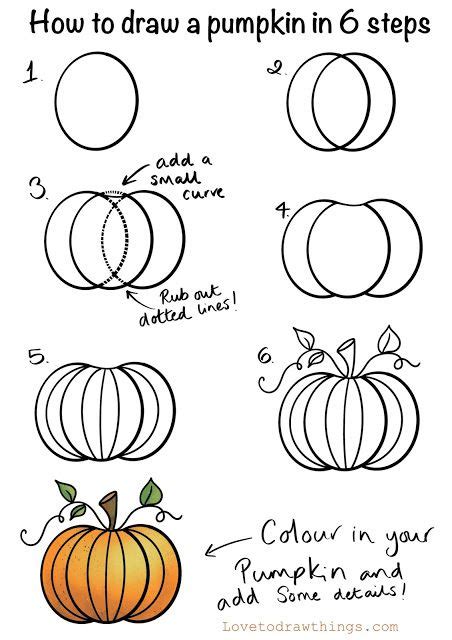 How To Draw A Pumpkin In 6 Steps In 2020 Pumpkin Drawing Fall