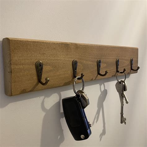 Wooden Key Hooks Holder Hanging Key Hook Display Hallway Key Etsy Uk