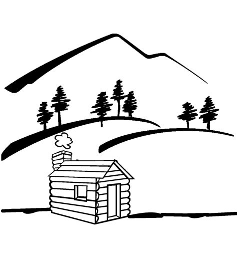 Easy Log Cabin Drawing Clip Art Library