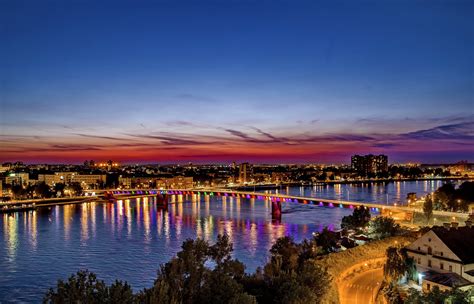 Houses Rivers Bridges Sky Serbia Night Novi Sad