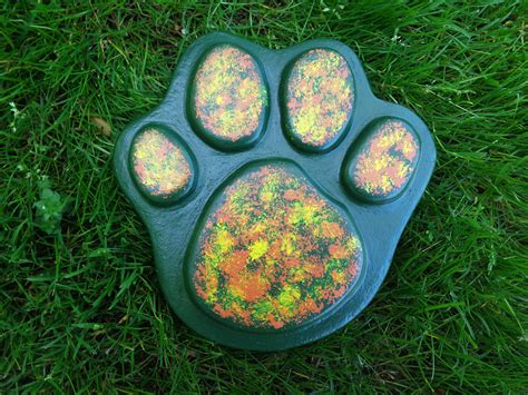 Concrete Paw Print Pet Memorial Stone Garden Stepping Etsy