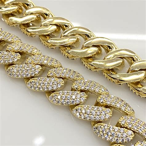 14k Gold Plated Simulated Diamond 18mm Wide Iced Cuban Link Chain