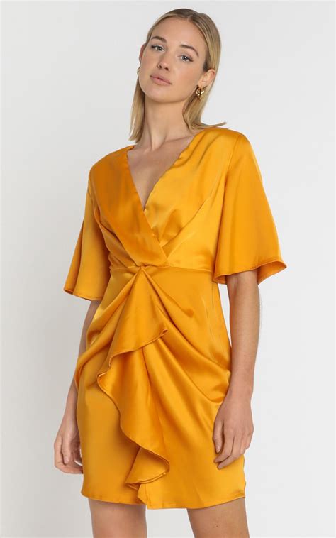 Spread Your Love Dress In Tangerine Satin Showpo Usa