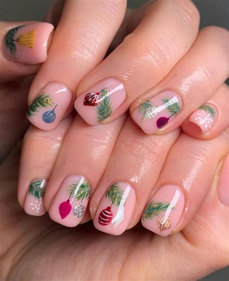 The 39 Prettiest Christmas And Holiday Nails Christmas Tree Bauble Nails