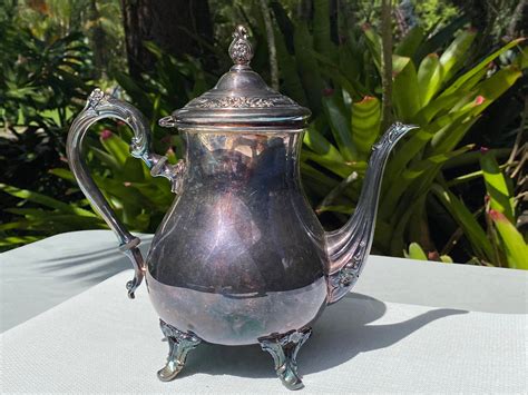 Wm Rogers Silverplate Footed Floral Teapot 502 Display Only Etsy