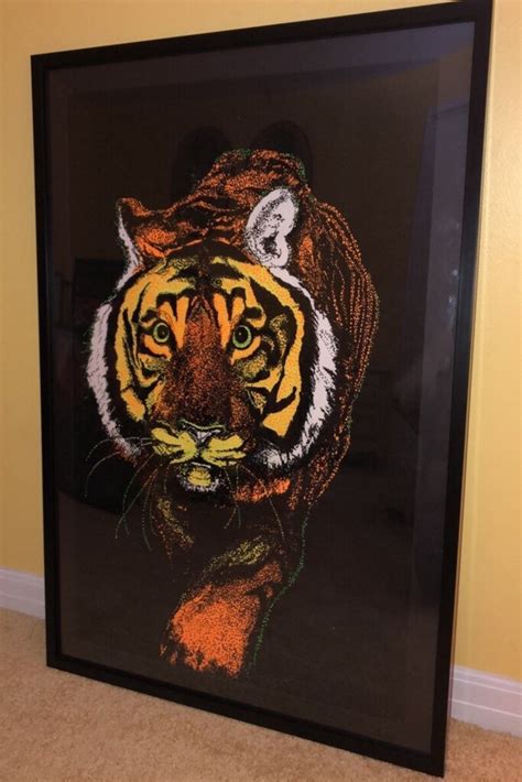 Framed Vintage Original Tiger Tiger Velvet Blacklight Etsy