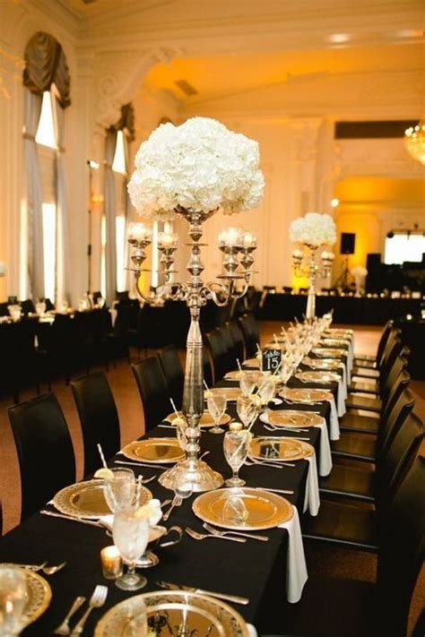 Black And Gold Wedding Reception Decorate