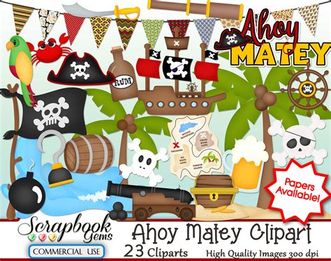 Ahoy Matey Clipart 23 Png Clipart Files Instant Download Etsy