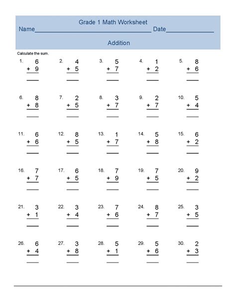 Math Worksheets For 1st Grade Activity Shelter