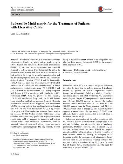 Pdf Budesonide Multi Matrix For The Treatment Of Patients With