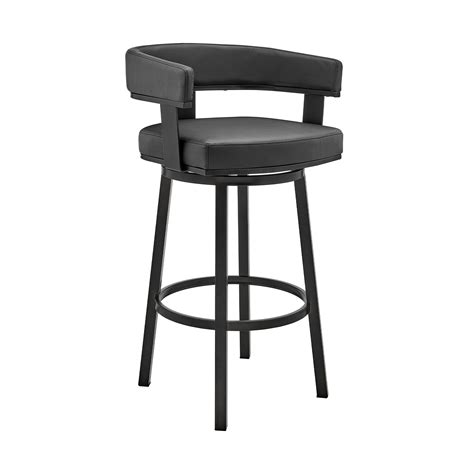 Cohen 30 Bar Height Swivel Bar Stool In Black Finish And Black Faux