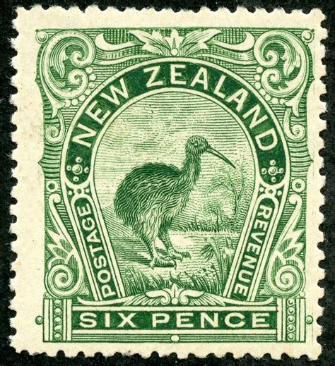 New Zealand 1898 Scott 78 6d Green Kiwi Postage Stamp Art Rare