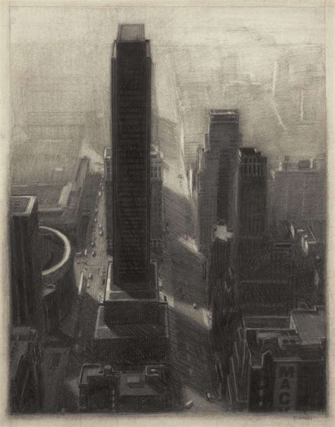 Richard Bunkall New York Cityscape 30 X 235 Charcoal On Paper