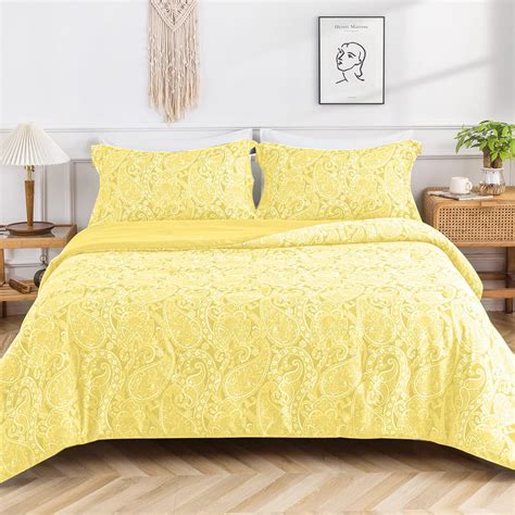 Kacemoo Yellow King Paisley Comforter Set Lightweight