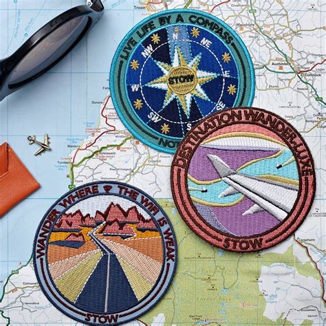 Embroidered Adhesive Travel Patches Set Of Three Purse Patches Patches