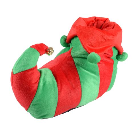 Unisex Adult Elf Red & Green Christmas Novelty Slippers With Non Slip ...