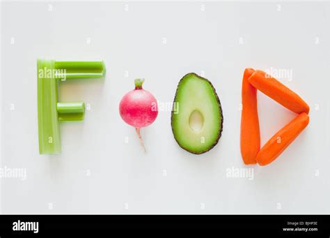Vegetables Spelling The Word Food Stock Photo Alamy