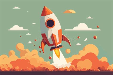 Rocket Flying In Space Start Up Business Concept Stock Vector