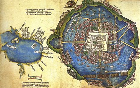 1500s Map Of Tenochtitlan An Island City In A Lake Since Drained By