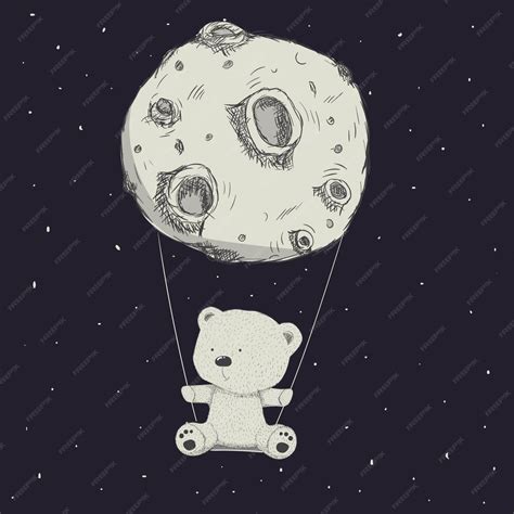 Premium Vector Cute Baby Bear And Moon Cartoon Hand Drawn