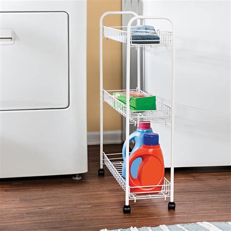 Honey Can Do 3 Tier Rolling Cart For Laundry Items White