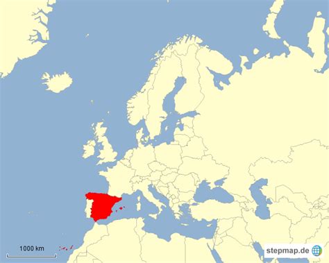 Landkarte spanien landkarte von spanien. StepMap - Europa mit vorgehobene Spanien - Landkarte für ...