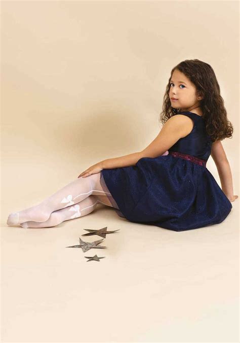 Aquilone Girls Megan Sheer Back Seam Bow Patterned Tights Italian Tights