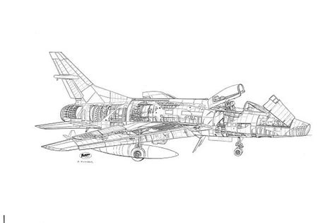 North American F 100 Super Sabre Cutaway Drawing Available As Framed