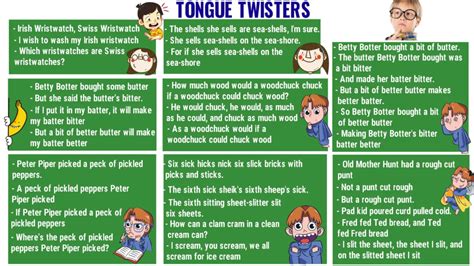 Tongue Twisters 65 Popular Tongue Twisters To Improve Your