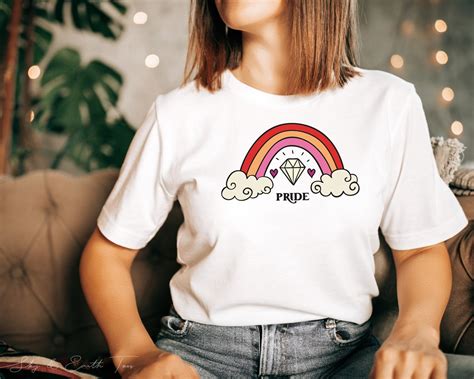 Lesbian Pride Shirt Cute Gay Pride Rainbow Lesbian Flag T Etsy