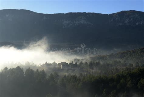 Foggy Morning On The Outskirts Of Carcassonne Stock Image Image Of