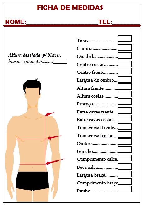 Tabela De Medidas Corporais E