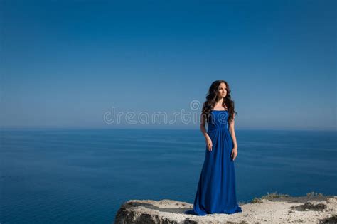 beautiful slim brunette model woman posing on nature background stock image image of cute