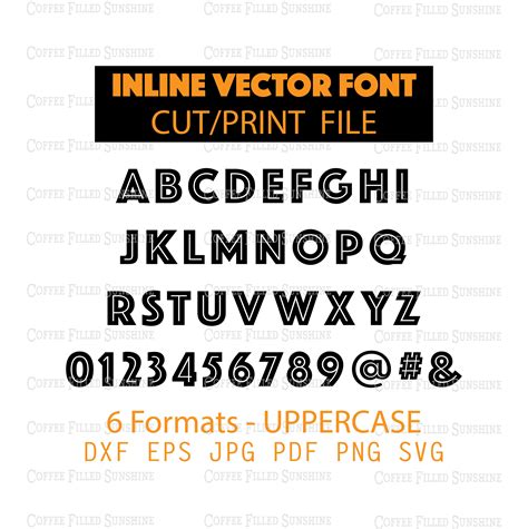 Inline Vector Font Svg Letters Cutter File Printable Etsy New Zealand