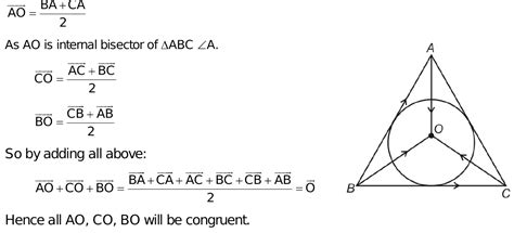 prove by vector method that the internal bisectors of the angles of a triangle are concurrent