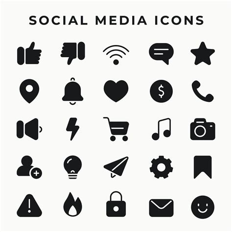Filled Social Media Icon Vector Set In Black Free Image By Rawpixel