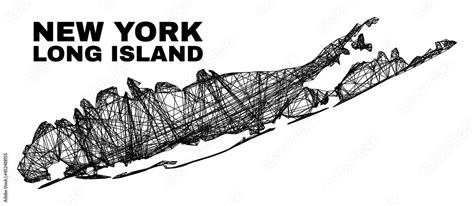 Wire Frame Irregular Mesh Long Island Map Abstract Lines Are Combined