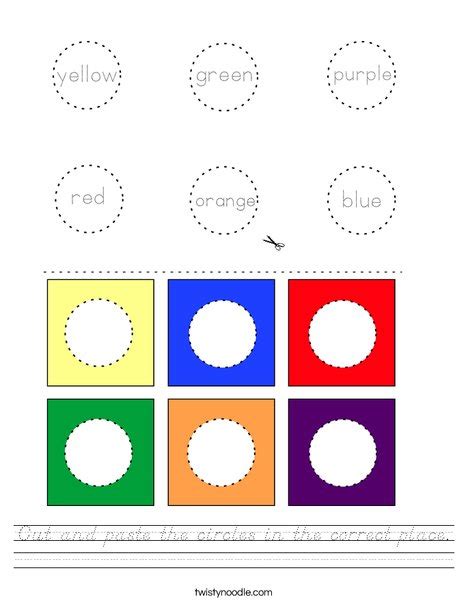 Cut And Paste The Circles In The Correct Place Worksheet Dnealian