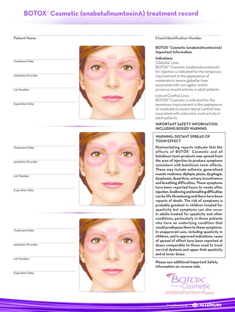 Printable Botox Treatment Record Form Printable Forms Free Online
