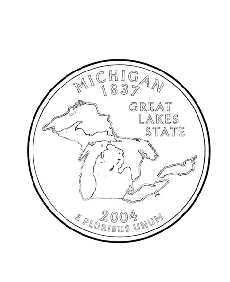 Michigan State Quarter Coloring Page Adult Coloring Coloring Books