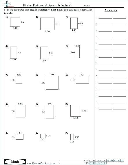 5th Grade Math Shapes Area Perimeter Volume Perimeter Worksheets Area