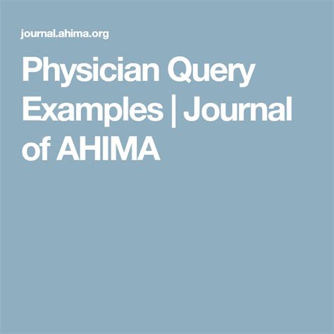 Physician Query Examples Journal Of Ahima Physician Query Journal