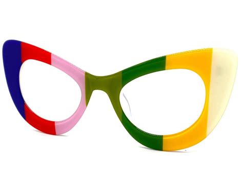 women s classic funky retro cat eye clear lens eye glasses rainbow optical frame ebay