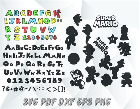 Super Mario Schrift Svg Druckbare Buchstaben Zahlen Und Bilder Eps